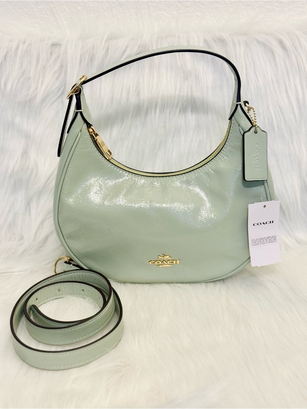 COACH Emily Shoulder Crossbody Bag Glazed Leather Light Pistachio/Gold CDX24 NWT